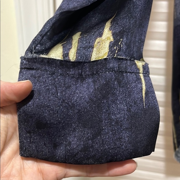 Go Silk Women's Navy and Yellow Abstract Top - Picture 4 of 5